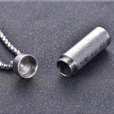 Maxbell Fashion Urn Necklace Men Women Cylinder Locket Container Jar for Funeral Argent