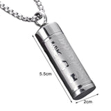 Maxbell Fashion Urn Necklace Men Women Cylinder Locket Container Jar for Funeral Argent