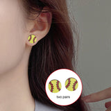 Maxbell 2 Pairs Sports Stud Earrings Unique Statement Earrings for Women Teens Gifts Style C