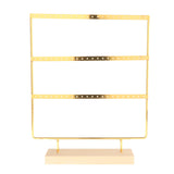 Maxbell Jewelry Earring Holder Organizer 3 Tier with Wooden Base for NightStand Shop Golden