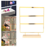 Maxbell Jewelry Earring Holder Organizer 3 Tier with Wooden Base for NightStand Shop Golden