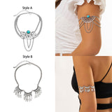 Maxbell Arm Bracelet Arm Cuff Chain Gift Armlet Charms Tassel Alloy for Engagement Style A