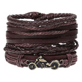 Maxbell 4Pcs Braided PU Leather Bracelets Set Bangles Unisex Fashion Punk Woven