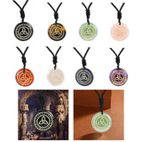 Maxbell Round Shape Triquetra Necklace with Rope Chain Rune Necklace for Women Girls Black
