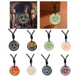 Maxbell Round Shape Triquetra Necklace with Rope Chain Rune Necklace for Women Girls Black