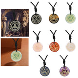 Maxbell Round Shape Triquetra Necklace with Rope Chain Rune Necklace for Women Girls Black