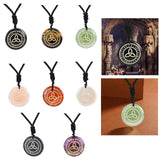 Maxbell Round Shape Triquetra Necklace with Rope Chain Rune Necklace for Women Girls Black