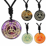 Maxbell Round Shape Triquetra Necklace with Rope Chain Rune Necklace for Women Girls Black