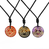 Maxbell Round Shape Triquetra Necklace with Rope Chain Rune Necklace for Women Girls Black