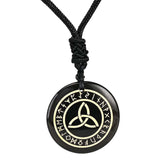 Maxbell Round Shape Triquetra Necklace with Rope Chain Rune Necklace for Women Girls Black
