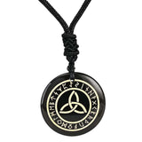 Maxbell Round Shape Triquetra Necklace with Rope Chain Rune Necklace for Women Girls Black