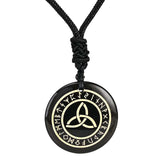 Maxbell Round Shape Triquetra Necklace with Rope Chain Rune Necklace for Women Girls Black