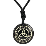Maxbell Round Shape Triquetra Necklace with Rope Chain Rune Necklace for Women Girls Black