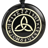 Maxbell Round Shape Triquetra Necklace with Rope Chain Rune Necklace for Women Girls Black