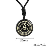 Maxbell Round Shape Triquetra Necklace with Rope Chain Rune Necklace for Women Girls Black