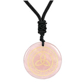 Maxbell Round Shape Triquetra Necklace with Rope Chain Rune Necklace for Women Girls Pink