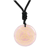 Maxbell Round Shape Triquetra Necklace with Rope Chain Rune Necklace for Women Girls Pink