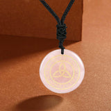 Maxbell Round Shape Triquetra Necklace with Rope Chain Rune Necklace for Women Girls Pink