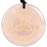 Maxbell Round Shape Triquetra Necklace with Rope Chain Rune Necklace for Women Girls Pink