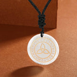 Maxbell Round Shape Triquetra Necklace with Rope Chain Rune Necklace for Women Girls White