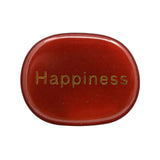 Maxbell Oval Shaped Engraved Stone Polished Tumble Stones for Home Decor Arts Crafts Red