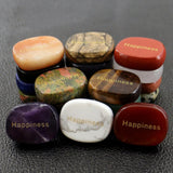 Maxbell Oval Shaped Engraved Stone Polished Tumble Stones for Home Decor Arts Crafts Red