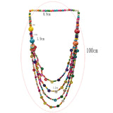 Maxbell Bohemian Wood Beads Necklace Multi Layers Women Girl Durable Holiday Jewelry