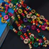 Maxbell Bohemian Wood Beads Necklace Multi Layers Women Girl Durable Holiday Jewelry