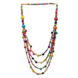 Maxbell Bohemian Wood Beads Necklace Multi Layers Women Girl Durable Holiday Jewelry