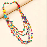 Maxbell Bohemian Wood Beads Necklace Multi Layers Women Girl Durable Holiday Jewelry