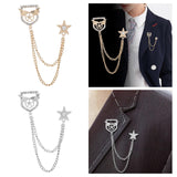 Maxbell Men Shield Star Brooch Suit Pin Metal Tie Clips Exquisite Hat Scarf Tie Pins Aureate