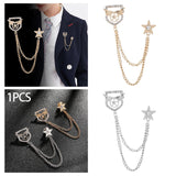 Maxbell Men Shield Star Brooch Suit Pin Metal Tie Clips Exquisite Hat Scarf Tie Pins Aureate