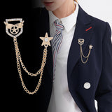 Maxbell Men Shield Star Brooch Suit Pin Metal Tie Clips Exquisite Hat Scarf Tie Pins Aureate