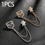 Maxbell Men Shield Star Brooch Suit Pin Metal Tie Clips Exquisite Hat Scarf Tie Pins Aureate