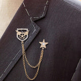 Maxbell Men Shield Star Brooch Suit Pin Metal Tie Clips Exquisite Hat Scarf Tie Pins Aureate