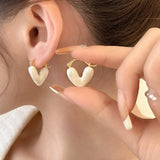 Maxbell Heart Shape Girls Earring Stud Drop Earrings Jewelry Lightweight Accessories White