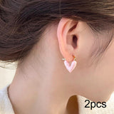 Maxbell Heart Shape Girls Earring Stud Drop Earrings Jewelry Lightweight Accessories Pink