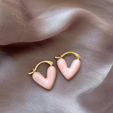 Maxbell Heart Shape Girls Earring Stud Drop Earrings Jewelry Lightweight Accessories Pink