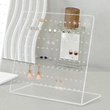 Maxbell Earring Holder L Shaped Jewelry Organizer Holder for Vanity Shows Countertop Clear