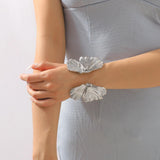 Maxbell Women Alloy Flower Wide Cuff Bangle Bracelet Jewelry Birthday Gifts Argent