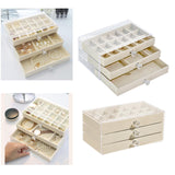 Maxbell Acrylic Jewelry Box 3 Layer Jewelry Organizer for Women Girls 18 Grids