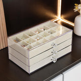 Maxbell Acrylic Jewelry Box 3 Layer Jewelry Organizer for Women Girls 18 Grids