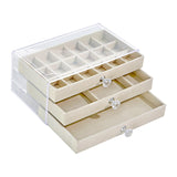 Maxbell Acrylic Jewelry Box 3 Layer Jewelry Organizer for Women Girls 18 Grids