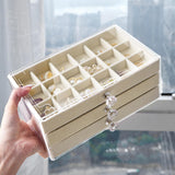 Maxbell Acrylic Jewelry Box 3 Layer Jewelry Organizer for Women Girls 18 Grids