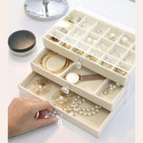 Maxbell Acrylic Jewelry Box 3 Layer Jewelry Organizer for Women Girls 18 Grids