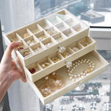 Maxbell Acrylic Jewelry Box 3 Layer Jewelry Organizer for Women Girls 36 Grids