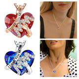 Maxbell Love Heart Shape Pendant Necklace Charms 45cm Length Chain Mother's Day Gift Red