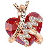 Maxbell Love Heart Shape Pendant Necklace Charms 45cm Length Chain Mother's Day Gift Red