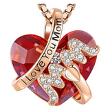 Maxbell Love Heart Shape Pendant Necklace Charms 45cm Length Chain Mother's Day Gift Red