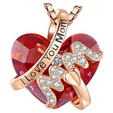 Maxbell Love Heart Shape Pendant Necklace Charms 45cm Length Chain Mother's Day Gift Red